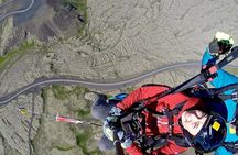 Tandem Paragliding over the Rugged Lava Fields at Blue Mountains