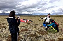 Tandem Paragliding over the Rugged Lava Fields at Blue Mountains
