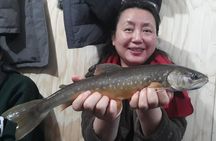 Fairbanks Ice Fishing Expedition in a Heated Cabin with Fish Cookout