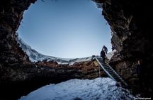 Ice Cave Lofthellir exploration - A permafrost Cave inside a magma tunnel. 
