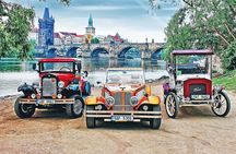 Karlstejn Castle in Vintage Convertible Car