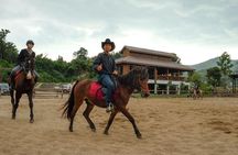 Horse Lesson+Riding+Wat Tonkwen wooden temple.Chiangmai