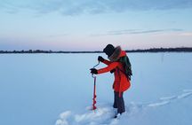 Ice fishing by car with hot beverages at Pyhä-Luosto