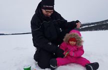 Ice fishing by car with hot beverages at Pyhä-Luosto