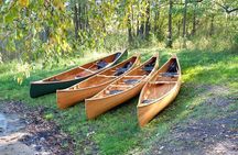 Premium guided Canoe Tour in lake Plateliai Handcrafted inventory and picnic set