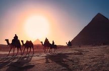 Camel Ride at Giza Pyramids during sunset