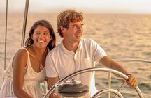 Luxury Sailboat at Sunset in Cancun