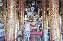 Sunrise blessing walk towards famous temple with fruit and flower donation 