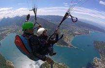 Sensation paragliding flight over the magnificent Lake Annecy