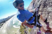 Abseiling 47 Meters With Instructor Facing The Sea