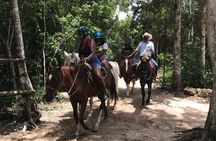 Horseback riding and ATV in the jungle. Zip line & cenote in Quintana Roo.