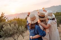 Sunset wine tasting in vineyard