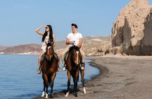 Santorini: Horse riding to the Black Sandy Beach (Eros beach)