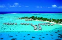 Private flight, in a light plane over the Polynesian motus from Raiatea