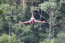 Bungee jump with canopy ziplines and long Superman cable in the way to La Fortuna