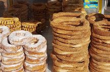 Traditional breakfast in markets with olive oil and honey tasting