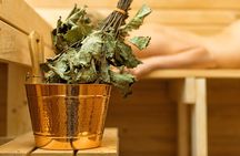 Private Eco Wood Burning Sauna Bathing including Massage with Eucalyptus Leaves 