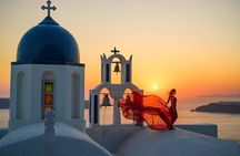 Private Flying Dress Photoshoot in Santorini