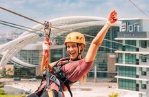 Zipline Sky Bull in Urban Environment in Toroverde urban park San Juan