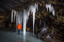 Ice Cave Lofthellir exploration - A permafrost Cave inside a magma tunnel. 