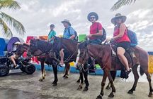 Horseback Riding Trail Tour, Roatan Letters and Ocean in Flowers Bay