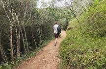 Natural adventure with waterfalls, trails and sunny day