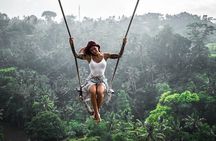 Ubud waterfall, rice terraces, and swing explore