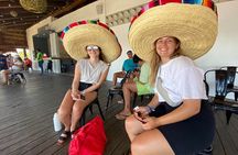 Catamaran Sailing through Caribbean Sea to Isla mujeres 