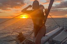 Enjoy the Sunset in Catamaran Unlimited - Sailing to Isla Mujeres from Cancún