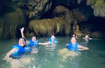  River Caving at Arenales Charco Azul, Indian Cave and waterfall 