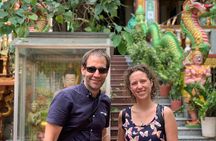 Boat tour on Mekong river see the sunset, small canal, Vegan dinner, street food