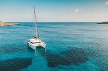 Private 5h Cruise Catamaran Santorini BBQ ,drinks, transfer 