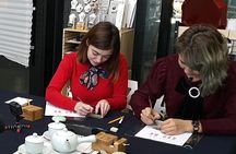Carving a Korean Stone Seal with Jeongju in Insadong Seoul.