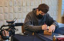Carving a Korean Stone Seal with Jeongju in Insadong Seoul.