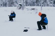 Ice Fishing by Snowmobile in Levi