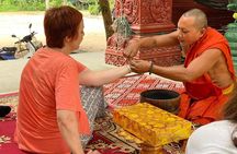 Buddhist Monastery with Monks Water Blessing