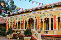 Boat tour visit 3 pagodas, Ancient house, see sunset on mekong river