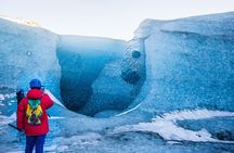 Ice Cave and Glacier walk into blue glacier canyon 