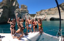 Milos caves snorkelling Catamaran Cruise in a small group 
