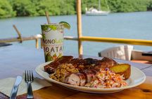 Catamaran Tiki Boat Sunset Snorkeling Dinner Cruise in Roatan