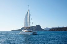Santorini Gold Catamaran Cruise with BBQ, Drinks and Hotel Pickup