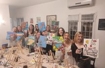 Paint and Free Flowing Wine Art Class in Rome
