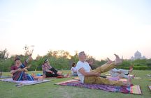 Yoga Class with Taj Mahal Backdrop