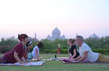 Yoga Class with Taj Mahal Backdrop