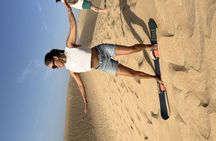 Sandboarding with Panoramic Views of the ocean and Agadir Desert