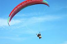 Paragliding flight over the Gardens of Ninfa