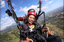 Paragliding flight over the Gardens of Ninfa