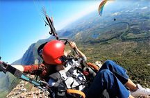 Paragliding flight over the Gardens of Ninfa