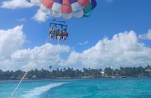 Parasailing above the Caribbean Sea
