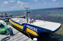 Parasailing above the Caribbean Sea